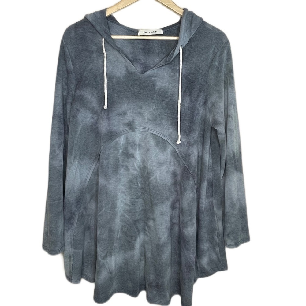 𝅺lime and chili gray tie dye pullover hooded sweatshirt